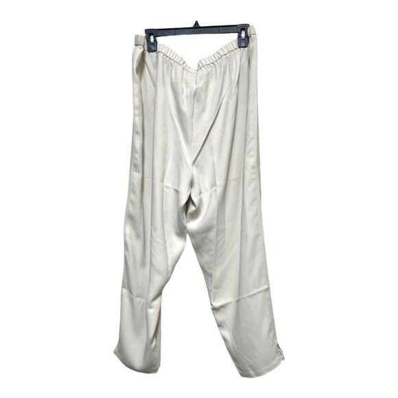 NWT Eileen Fisher Bone Tapered Pant Side Slit & Stretch Waist Neutral Minimalist - Picture 2 of 7